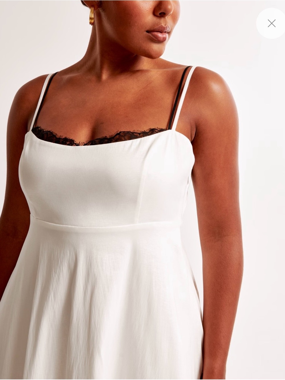 Abercrombie & Fitch White Maxi Dress with Black Lace Trim and Contrast Straps